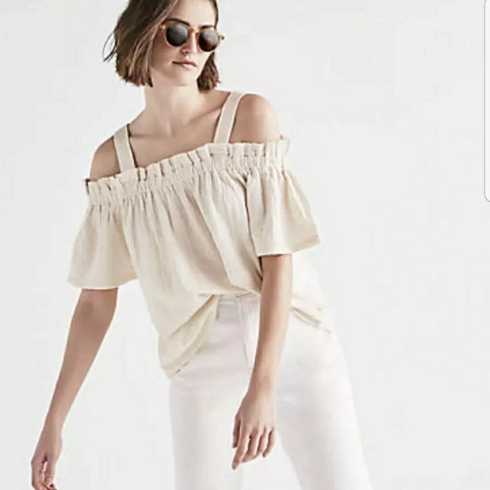 LUCKY BRAND BEIGE FLORAL BLOUSE